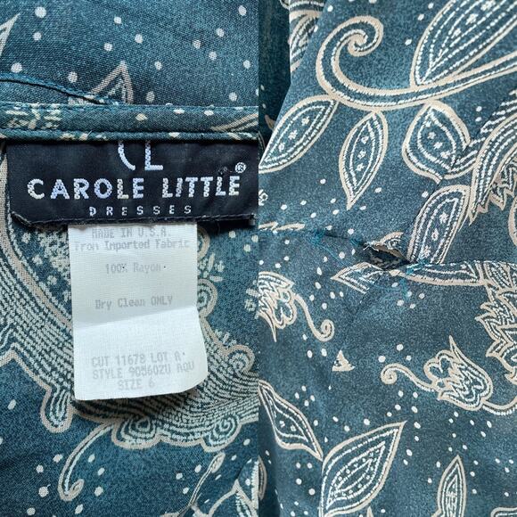 Vtg 90's Green Paisley Floral Sheer Dagger Collar Dress Sz 6 Rayon Grunge - Picture 8 of 9